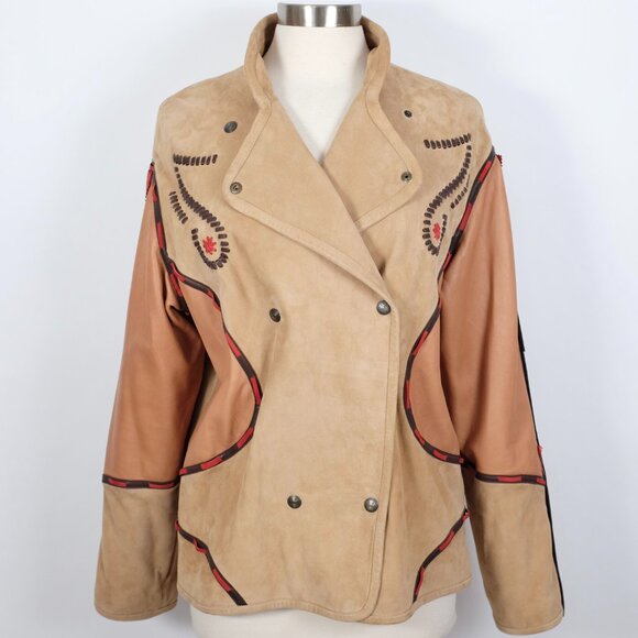 ETRO leather suede jacket 48 US 12 Western Native American tassels - Picture 6 of 13